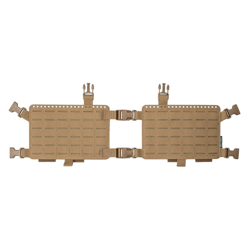 Spiritus Systems 34 Alpha Chest Rig in Coyote Brown designed for modular pouch integration and mission-specific loadout customization.