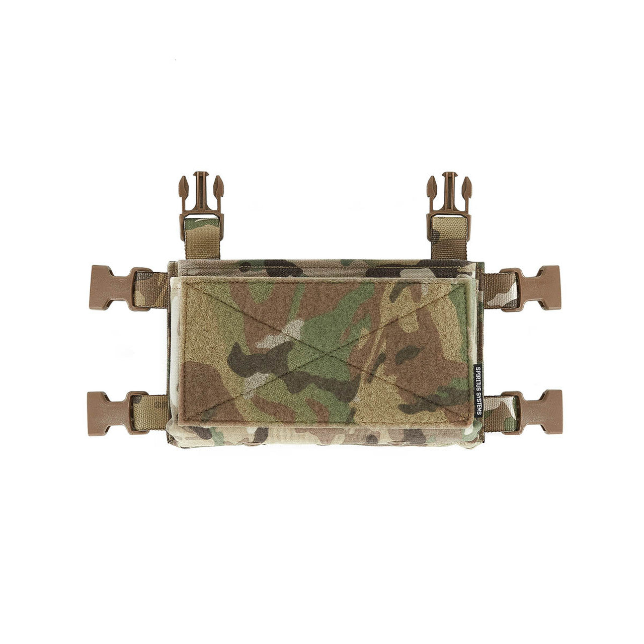Spiritus Systems Micro Fight Chassis Mk4 in Multicam modular chest rig platform with soft loop Velcro interior and rear hook panel, lightweight tactical placard system compatible with LV119 plate carrier and modular inserts made in the USAMulticam