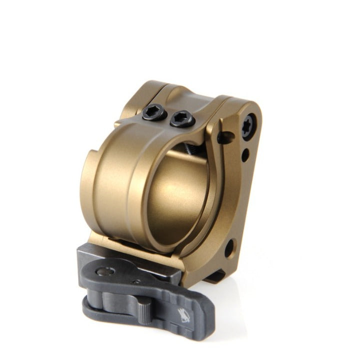 Unity FAST Aimpoint Magnifier Mount FDE right side view with magnifier secured in shooting position