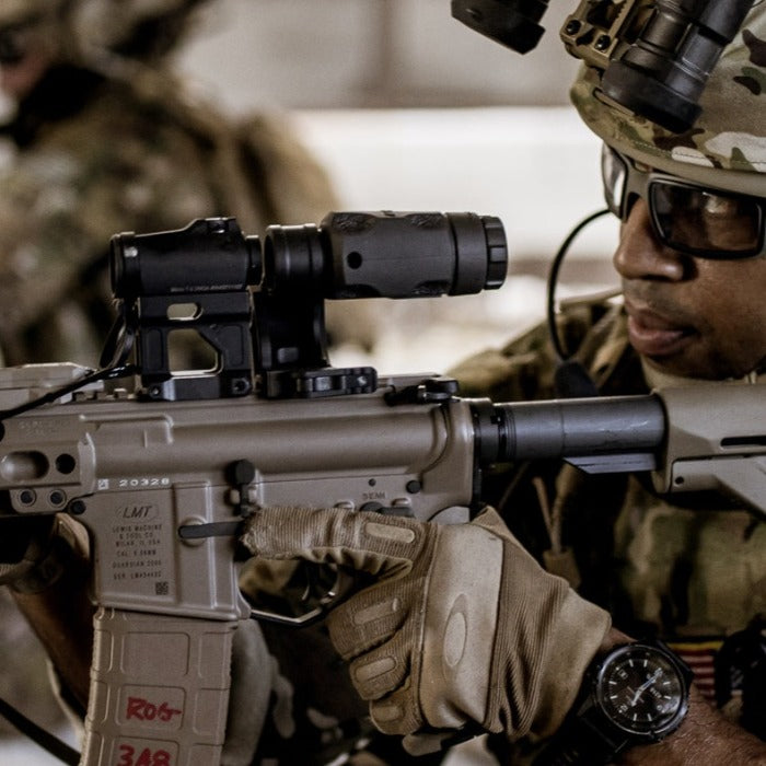 Unity FAST Aimpoint Magnifier Mount on modern rifle build maintaining compact inline magnifier footprint without side protrusion