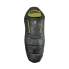 Black and green sleeping bag on a white background