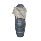 Gray and beige sleeping bag on a white background