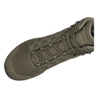 Ranger green hiking boot with lace-up design on a white background