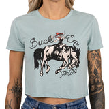 TD Buck 'Em Women's Crop Top T-Shirt T-Shirt TD Apparel Dusty Blue Small 