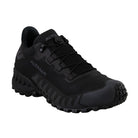 Altama Legacy Low Black tactical training shoe upper detail showing quick adjust toggle lacing system, reinforced no sew textile upper, and 3D printed overlays for durability and secure fit