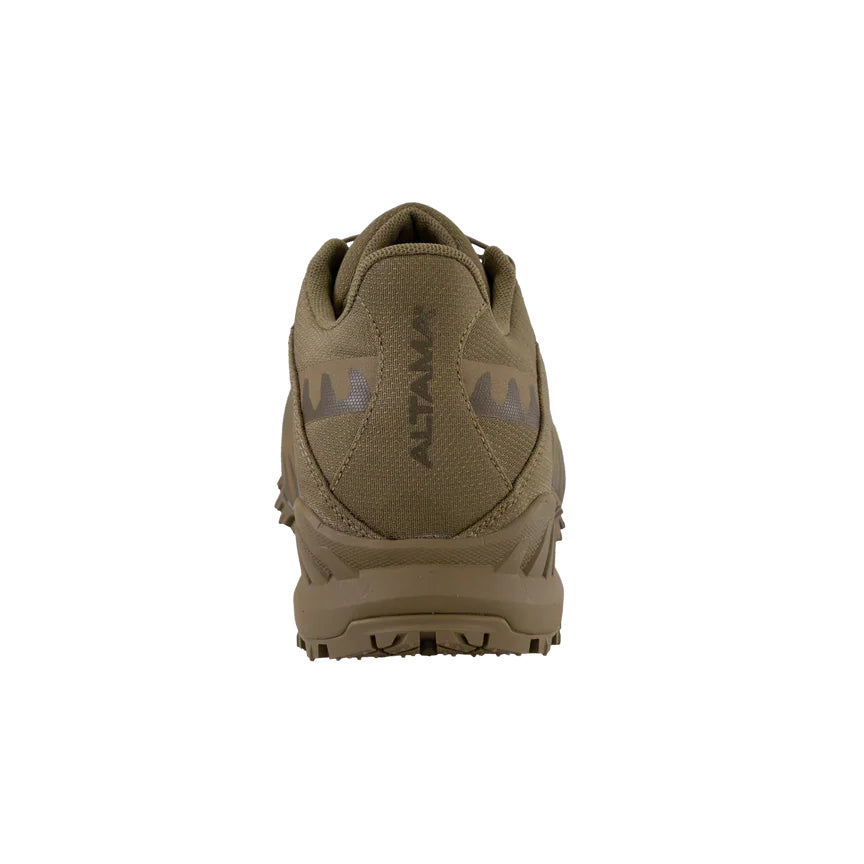 Altama Legacy Low Coyote rear heel showing molded heel counter and secure fit for military and law enforcement training