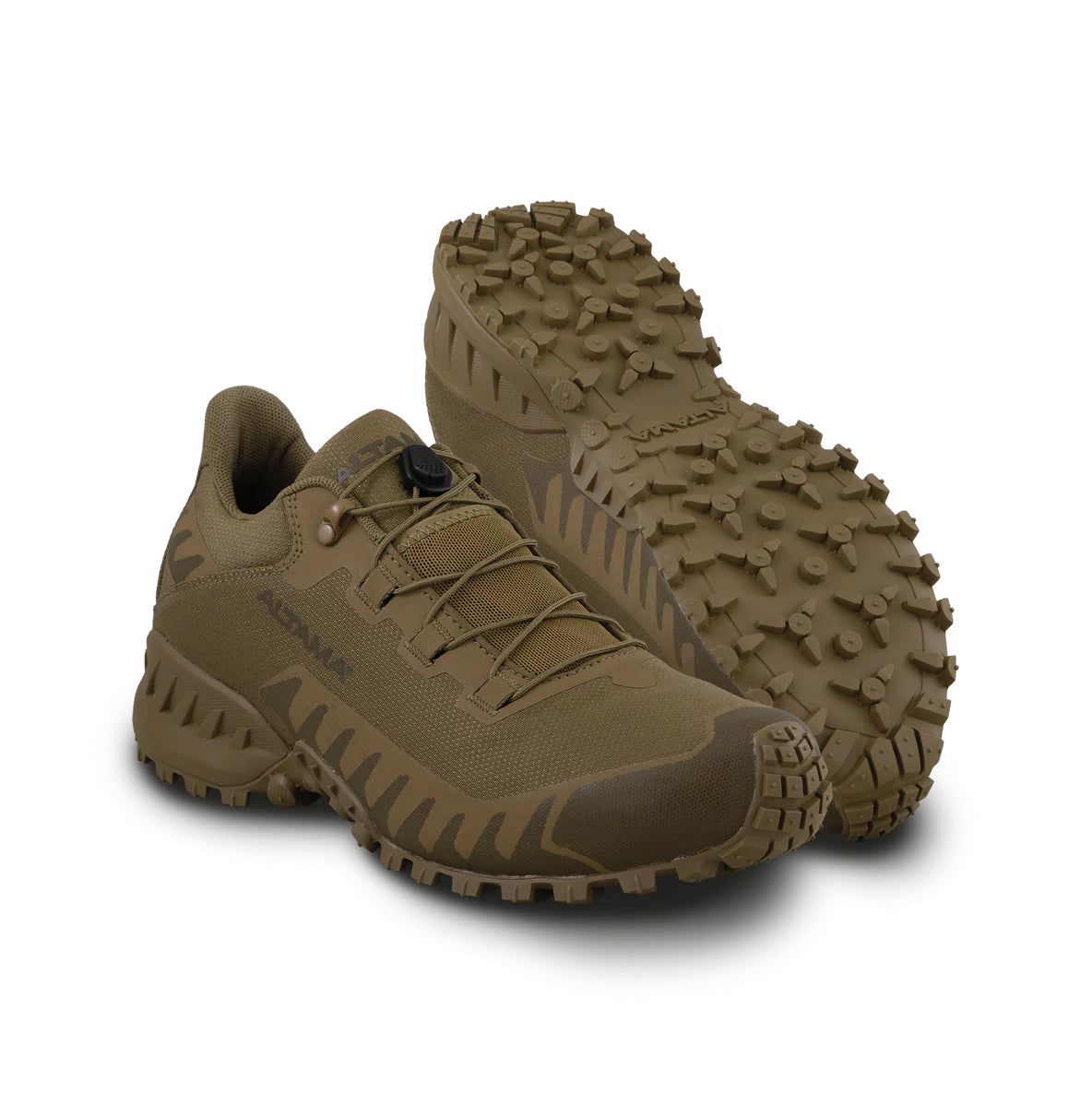 Pair of Altama Legacy Low Coyote tactical training shoes built for range use, military workouts, law enforcement duty, and everyday tactical wear