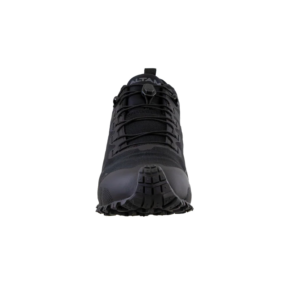 Altama Legacy Mid Black tactical boot front view displaying reinforced toe protection and slip resistant outsole design