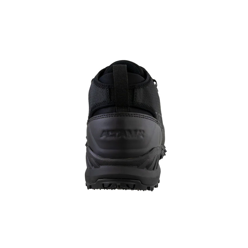 Altama Legacy Mid Black tactical training boot heel close up showing reinforced heel counter construction and slip resistant outsole for stability during range and field movement