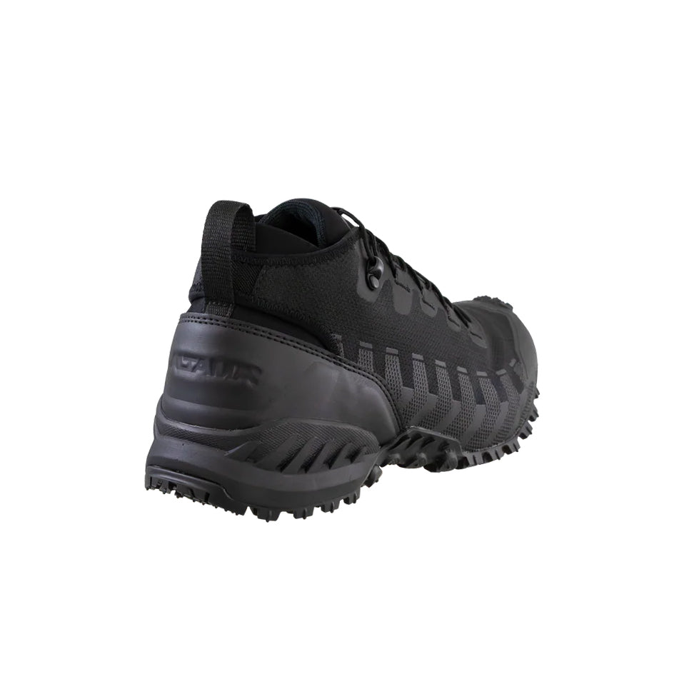 Altama Legacy Mid Black tactical training boot rear view highlighting mid height ankle support, structured heel counter, and secure lockdown fit for field and range use