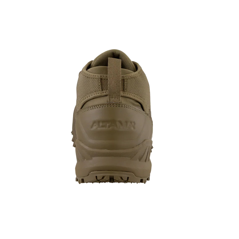 Altama Legacy Mid Coyote rear heel detail showing molded heel support and secure lockdown fit for long training sessions