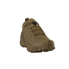 Altama Legacy Mid Coyote angled toe view displaying thermoplastic toe protection for field and range environments