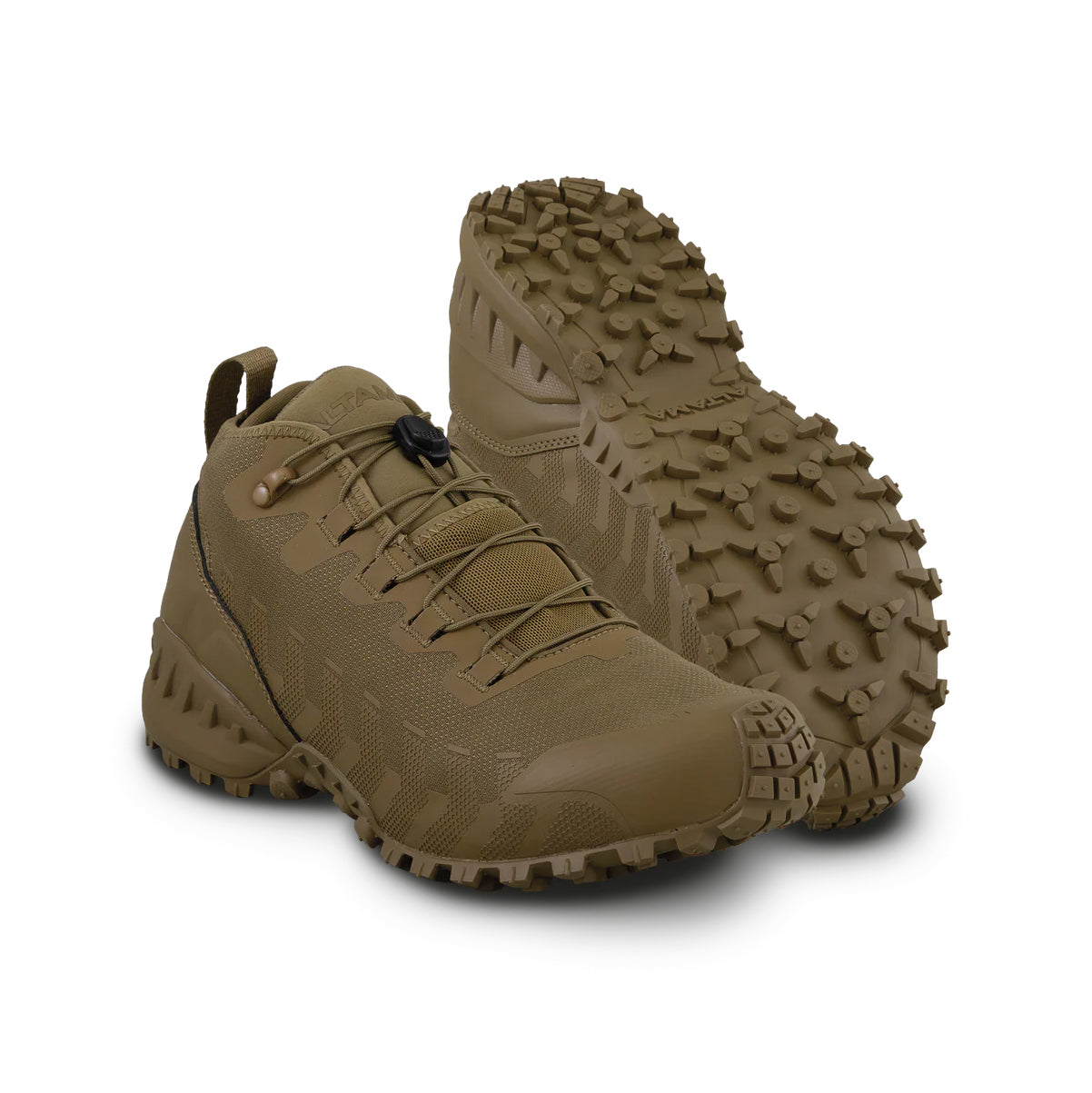 Pair of Altama Legacy Mid Coyote tactical training boots built for range training, military workouts, and law enforcement duty