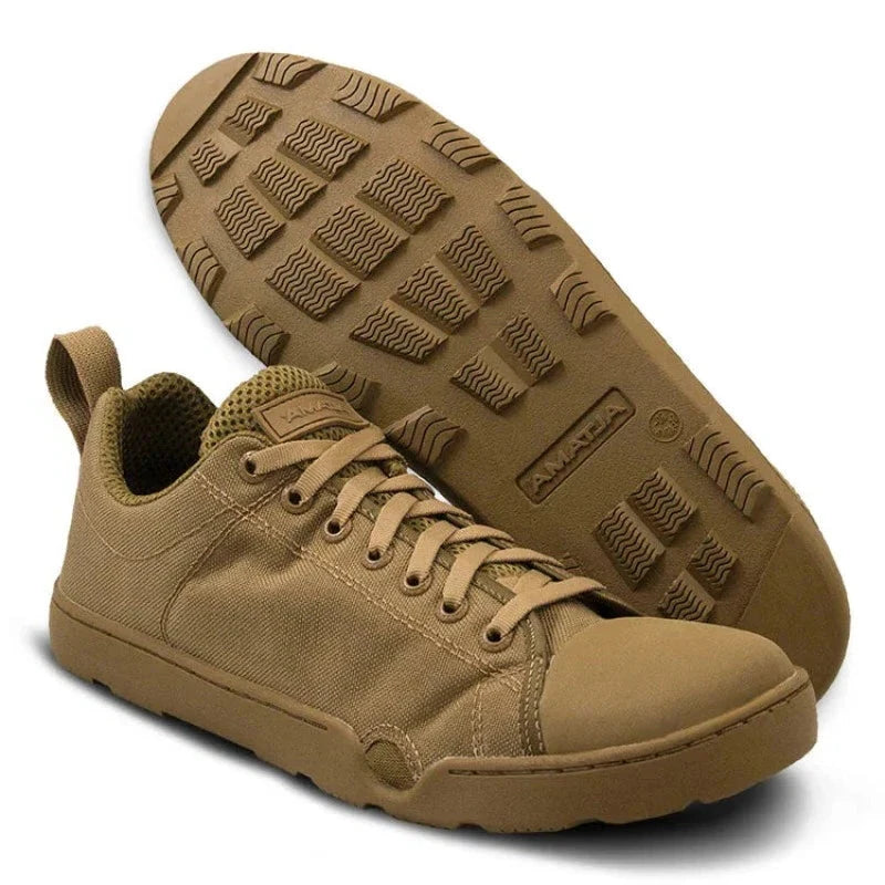 Altama Maritime Assault Boot – Low in Coyote | Best-selling tactical water ops footwear with fin compatibility, quick-dry Cordura®, Ultron® PU insole, and drain ports - one of the best amphibious assault boots for maritime missions.