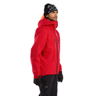 Three quarter front view of the Arc'teryx Alpine Guide Jacket in Dynasty II red showing the professional ski guide GORE TEX PRO winter shell available in the Arc'teryx on sale collection.