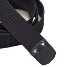 Arc'teryx Conveyor 38 belt in black colorway showing durable non stretch webbing and metal bird logo buckle ideal for hiking, travel, rucking, and everyday carry setups