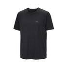 Black Arc'teryx Cormac Crew Neck performance shirt made from fast drying recycled polyester designed for summer workouts, hiking, gym training, and lightweight outdoor layering