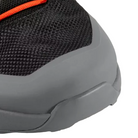 Close up of Arc'teryx Kopec Mid GTX Boot Black Void toe area highlighting TPU reinforced toe cap, abrasion resistant CORDURA upper, and waterproof GORE TEX construction built for rugged trail and tactical use