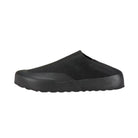 Arc'teryx Kragg Shoe in Black shown with the collapsible heel folded down for comfortable slip-on camp shoe wear.