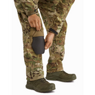 Close-up of reinforced knees on Arc’teryx LEAF Softshell Combat Pant in Multicam | Includes internal pad pockets and soft knee pads with option to upgrade to LEAF Combat Knee Caps