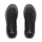 Top-down view of the Arc'teryx Norvan LD 4 in Black/Graphite highlighting the breathable woven upper, lace system, and trail running design.