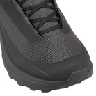 Close-up of the Arc'teryx Norvan LD 4 GTX in Black/Black showing the smooth-pull lacing system, reinforced toe area, and waterproof upper.