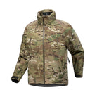 Arc'teryx PRO Alpha Jacket GEN 2.1 Multicam front facing product shot featuring lightweight GORE TEX tactical shell construction designed for military wet weather protection and operational mobility