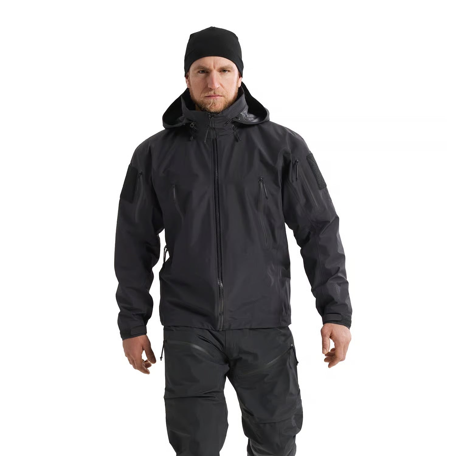 Arc'teryx PRO Alpha Jacket GEN 2.3 worn from the front showing GORE TEX waterproof tactical shell built for military and law enforcement operations