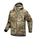 Arc'teryx PRO Alpha LT GEN 2.1 Multicam front product view featuring lightweight 3 layer GORE TEX construction, centerline zip design, and military cut waterproof shell built for combat environments