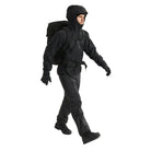 Full body view of the Arc'teryx PRO Alpha LT Jacket Gen 2.2 in Black being worn, showing the streamlined tactical fit, weatherproof GORE TEX 3 layer construction, and low profile design originally developed within the Arc'teryx LEAF program. Demonstrates mobility and protection for wet weather operations and field environments.