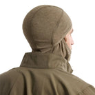Back view of the Arc'teryx PRO Assault Balaclava FR Gen 2 in Crocodile being worn, showing the low-profile flame resistant Defender M mesh knit, ergonomic shaping, and streamlined design built for seamless integration under tactical helmets and PPE. Highlights full rear coverage and breathable FR performance for high-threat operations.