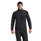 Arc'teryx PRO Atom LT Jacket Gen 2.1 in Black being worn from the front, lightweight tactical insulated mid layer with CLIMASHIELD insulation and articulated fit for military, law enforcement, and field operations