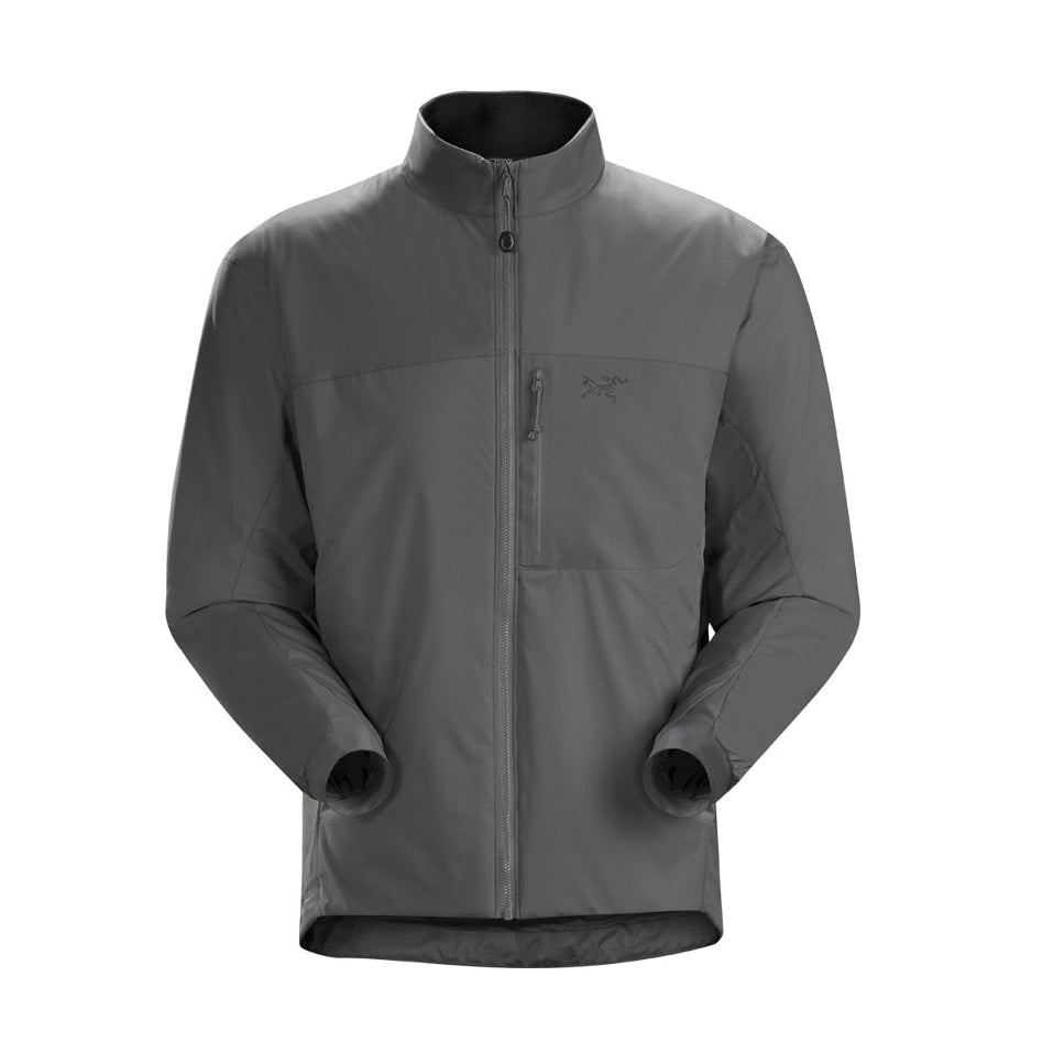 Arc'teryx PRO Atom LT Jacket Gen 2.1 in Wolf Grey lightweight insulated tactical mid layer with CLIMASHIELD Combat Fibrefill, ripstop shell fabric, and Polartec stretch side panels for breathable military cold weather layering