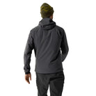 Back view of the Arc'teryx PRO Practitioner AR Hoody in Carbon Copy highlighting the articulated patterning, drop back hem, and breathable Fortius Air 50 fabric engineered for mobility and all range tactical and alpine missions.