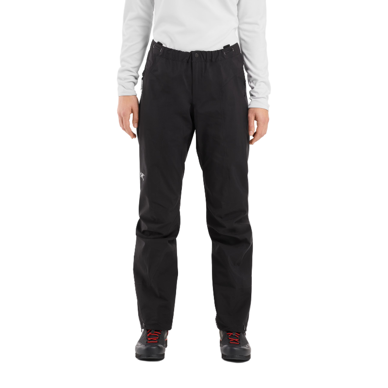 Front view of the Arc'teryx Women’s Alpine Guide Pant being worn showing the high end GORE TEX PRO ski guide shell construction designed for alpine professionals, featured in the Arc'teryx on sale winter gear collection.