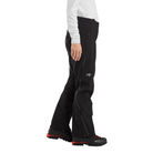Side view of the Arc'teryx Women’s Alpine Guide Pant being worn showing the fitted GORE TEX PRO ski shell design for alpine guides and mountain rescue, featured in the Arc'teryx on sale winter collection.