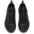 A pair of black Arc'teryx GORE-TEX trail running shoes shown from a top-down view on a plain white background.