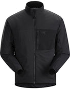 Front view of the Arc'teryx LEAF Atom LT Jacket Gen 2.1 in Black, one of the best tactical jackets for range use, recon, and cold-weather layering operations.