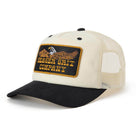 Trucker hat with Seager Grit Company patch on a white background