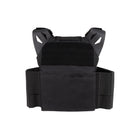 Back view of the Black Crest Enforcer Plate Carrier in Black showing the full MOLLE panel layout, reinforced drag handle, and rear loop field for ID or patch placement. Highlights the LaserCut construction, lightweight chassis, and FirstSpear-inspired design optimized for mounting pouches, hydration systems, and mission-specific loadouts. Ideal for users comparing modular plate carriers with durable rear attachment zones.