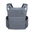 Product shot of the Black Crest Enforcer Plate Carrier in Grey showcasing the LaserCut laminate panels, FirstSpear Tubes quick-release system, and contoured shoulder design. Emphasizes the streamlined OSFM chassis, included cummerbund sizing options, and durable low-profile construction built for training, range sessions, and modern tactical loadouts.