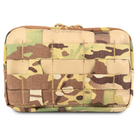 Back view of Multicam Blue Force Gear Admin Pouch showing Helium Whisper MOLLE attachment system and reinforced rear panel straps for secure mounting