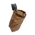 Blue Force Gear Belt Mounted Dump Pouch shown deployed, revealing the expanded ripstop nylon pouch for storing magazines, tools, and equipment.
