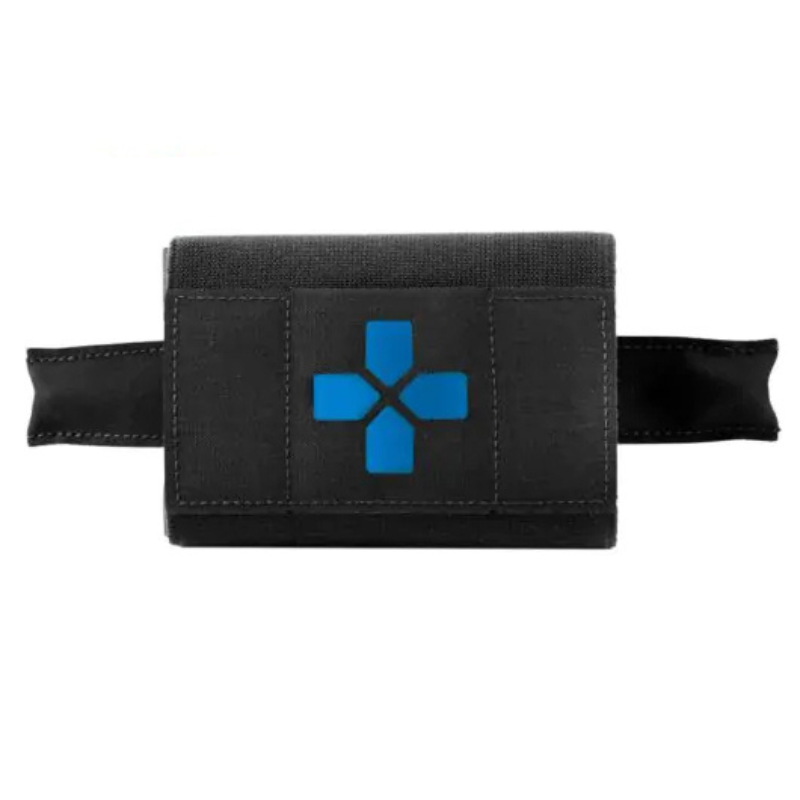 Blue Force Gear Micro Trauma Kit NOW! (Micro TKN) in Black, a minimalist tactical IFAK for duty belts, plate carriers, and EDC. Features Ten-Speed® outer pouch, BLIP pull tabs, and removable medical insert for rapid one-handed trauma care access.