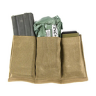 Blue Force Gear Ten-Speed Triple M4 Mag Pouch holding three 30 round AR15 M4 magazines demonstrating elastic retention and quick access design
