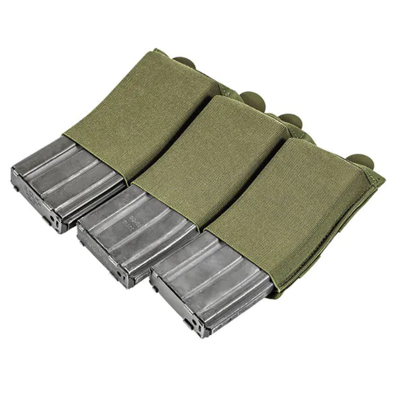Blue Force Gear Ten-Speed Triple M4 Mag Pouch Ranger Green ultralight MOLLE mag pouch designed for AR15 M4 and M16 magazines with elastic retention