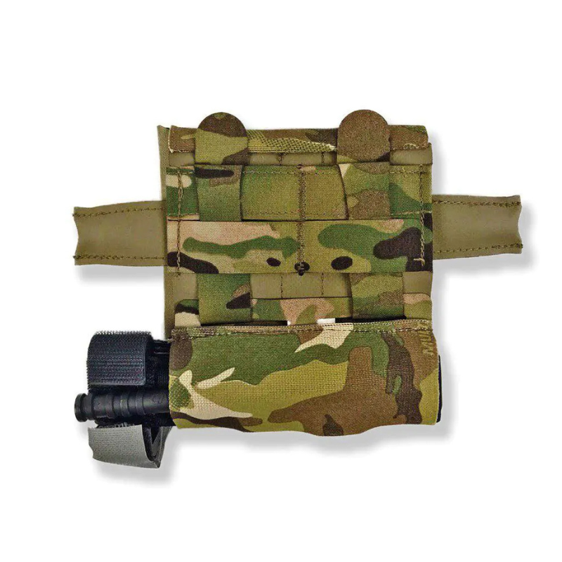 Blue Force Gear The Hammock attached beneath a medical pouch, demonstrating efficient tourniquet carry without consuming additional MOLLE space.