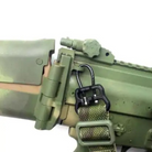 Blue Force Gear ULoop attached to a rifle stock sling point, providing a secure and silent connection for two-point sling setups.