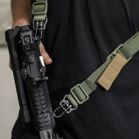 Blue Force Gear ULoop used in a tactical rifle sling configuration, delivering quiet operation and reliable weapon retention during movement.