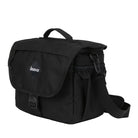 Angled front view of the Bravo Co Hull Block 1 Cordura Black duffel bag showcasing the rugged 500D Cordura construction and adjustable shoulder strap.